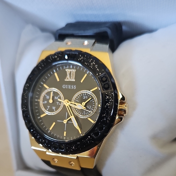 Guess Lady's Black and Gold Watch - Picture 1 of 4